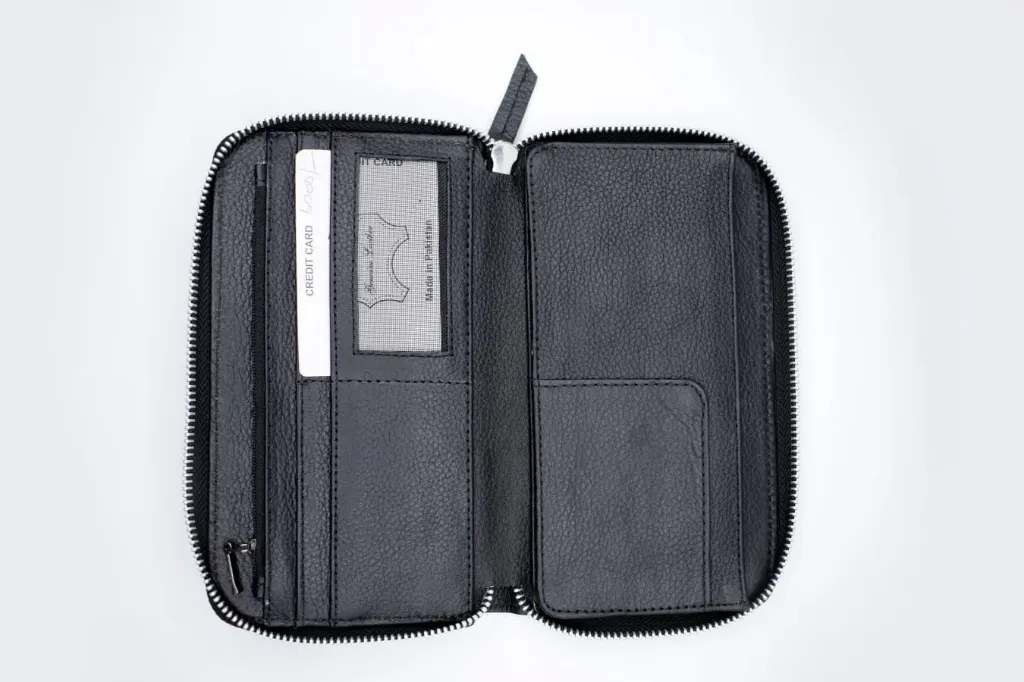 Black Long Zipper Wallet VFL #12