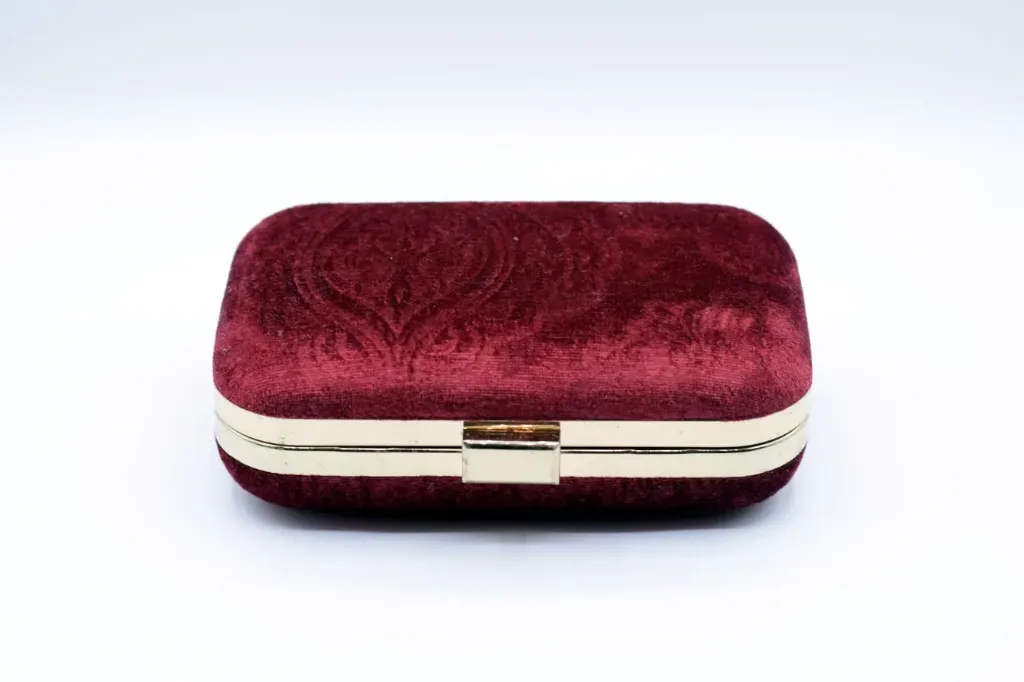 Elegant Maroon Velvet Clutch VFL #28